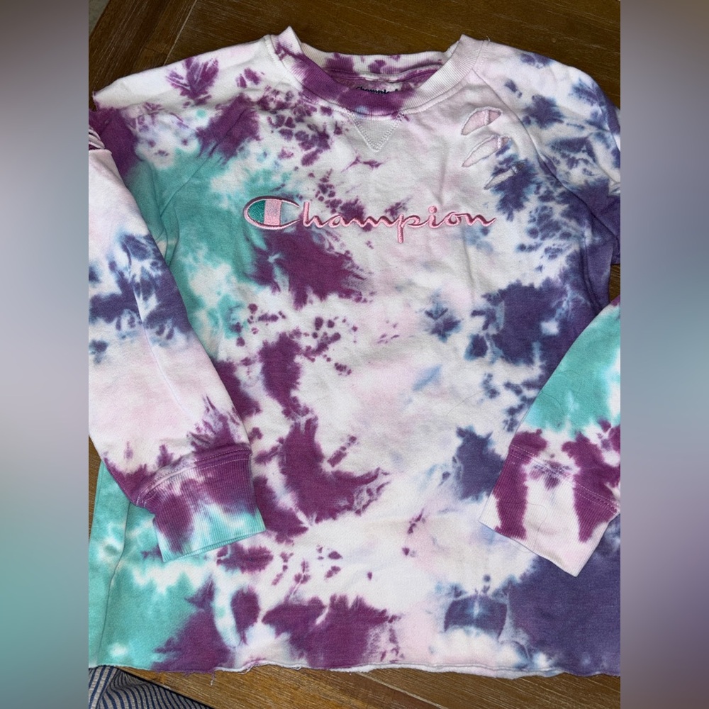 Champion Tie-Dye Sweatshirt - Purple, Pink, and Teal